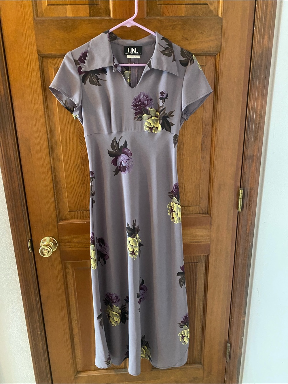 I.N. Studio Lavender Floral Dress with Yellow Accents